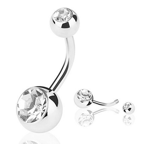 Amazon Wish exquisite AB color Australian opal navel stud set of 7 pieces, navel ring with zirconia, soft clay ball set combination