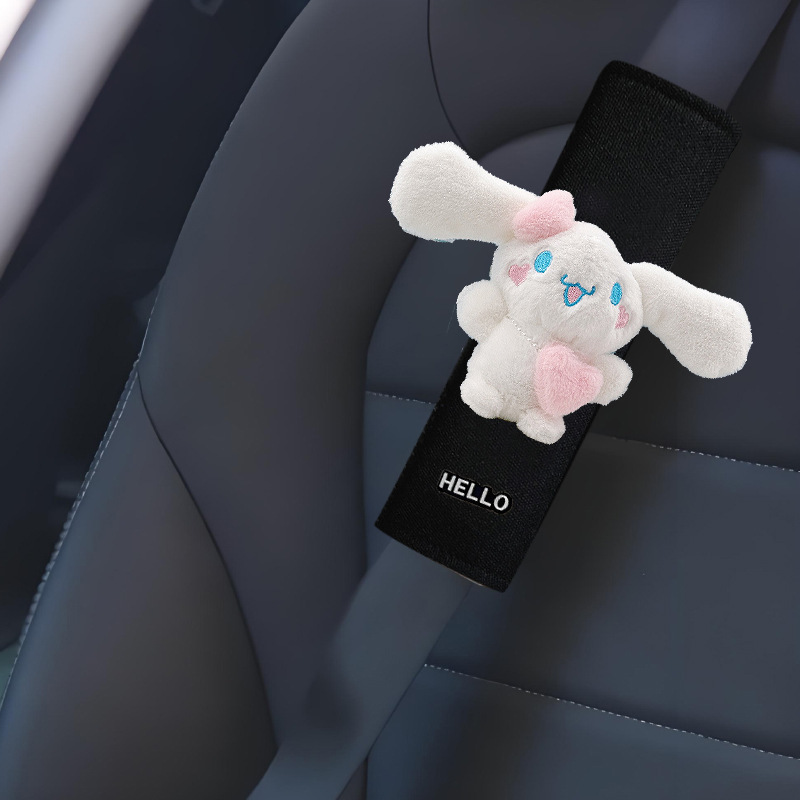 Car Shoulder Pads, Cute Big-Eared Plush Shoulder Pads, Car Dolls, Car Interior Decoration Seat Belt Protective Covers