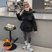 女童加厚外套2025新款洋气大童女孩秋冬款冲锋衣儿童夹克风衣上衣