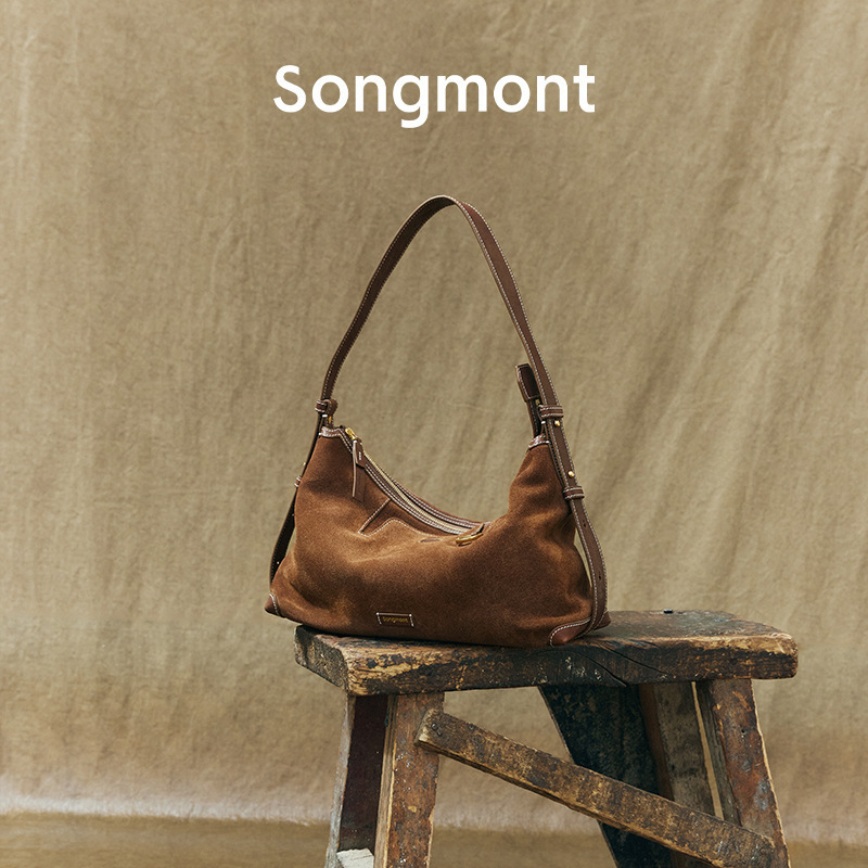 Songmont山下有松循迹系列浅行hobo包麂皮腋下通勤包饺子包女秋冬|undefined