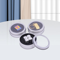 Silver Circular Tea Wedding Celebration Happy Candy Cookies Cheesecake Iron Box Can Open Metal Packaging Manganese Steel Box