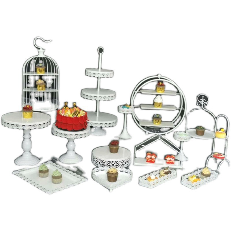 Tabla de postre europea decoración estante de exhibición bandeja de pastel estante de postre estante de té de la tarde estante de bocadillos de boda