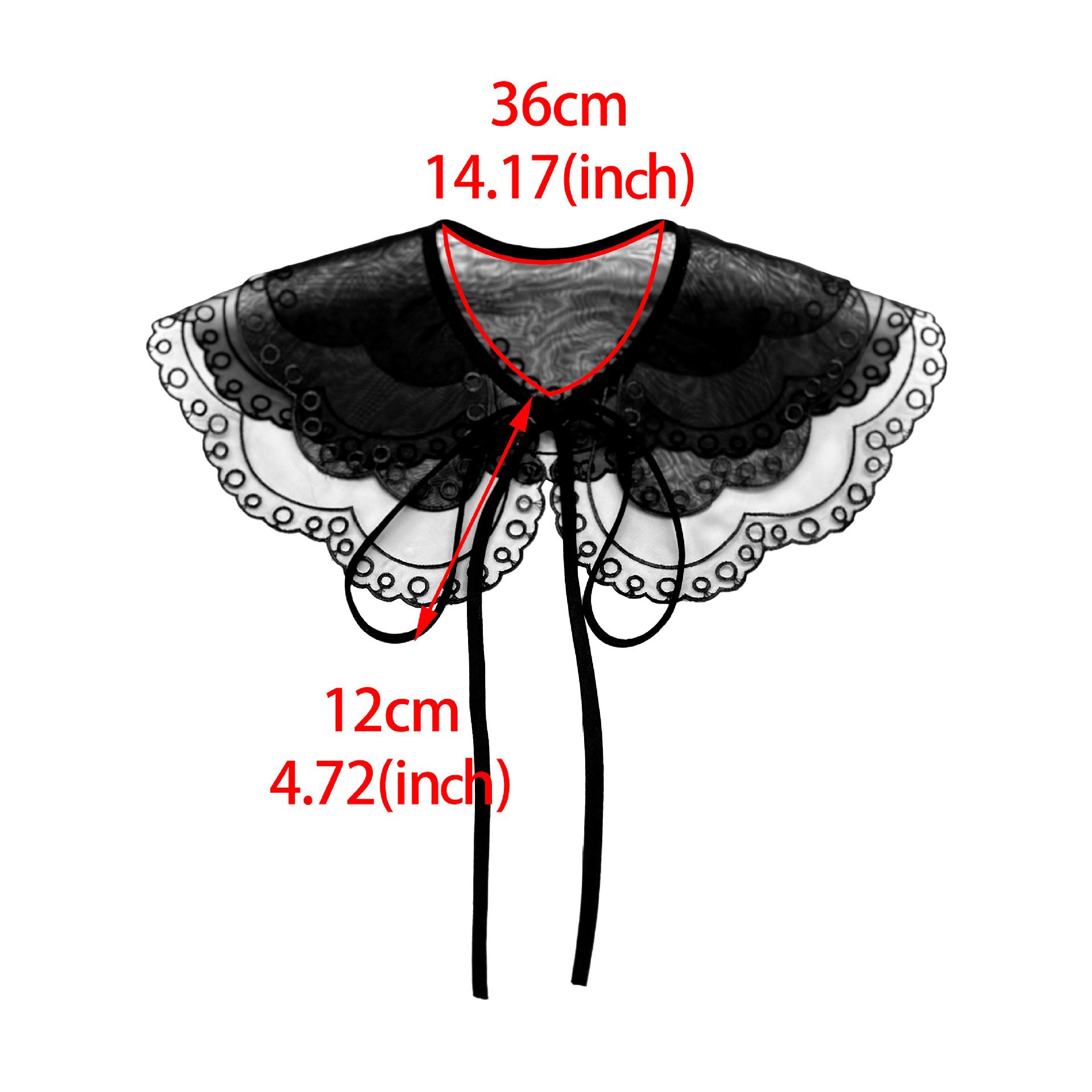 Pequeño chal negro universal cuello de muñeca de mujer doble capa de lótus borde superpuesto en el exterior de lazo de ergena cuello falso image 6