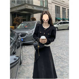 温柔系穿搭时尚小香风套装长裙女春秋新款显瘦气质两件套连衣裙子