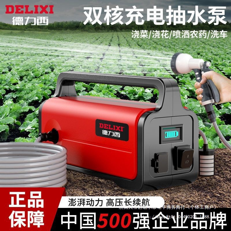德力西锂电抽水泵小型家用充电式浇水机农用园林灌溉洗菜浇菜
