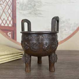 复古三足鼎十二生肖鼎家居办公室仿古做旧工艺品摆饰香炉