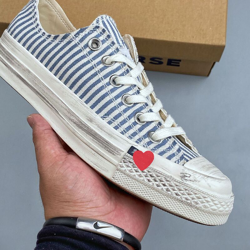 Putian shoes 1970s vintage distressed low-top breathable canvas shoes for men and women, thick-soled versatile casual vulcanized sneakers