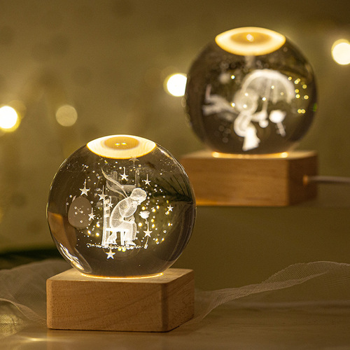Father's Day Universe Glowing Base Crystal Ball Night Light Valentine's Day Gift Ornaments Student Creative Birthday Gifts