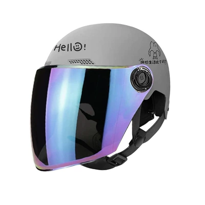 Helmet Hd — Motosiklet kaskı (dəbilqə) - 3c-certification-spring-and-summer-lucky-rabbit-cold-gray-changcai-one-size-fits-all