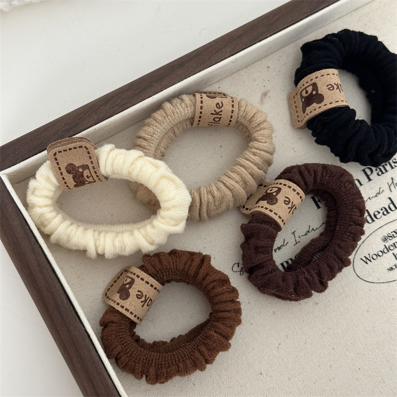 Corda per capelli spessa in pelo d'orso marrone, elastica, resistente, per l'intestino tenue, semplice elastico, per legare i capelli da donna, con codino alto, in pelle_voghion.com