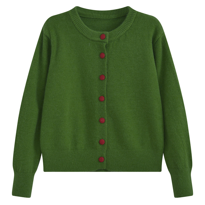 2025 primavera nueva reducción de envejecimiento suelta suave pegajosa con cardigan de punto de mujer suéter de aire suave blusa de adelgazamiento image 10