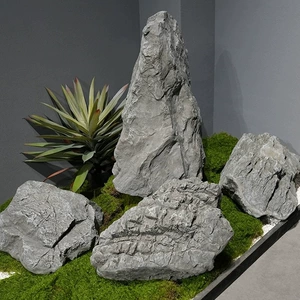 [假石头庭院装饰摆件室内展厅布置道具景观石造景装饰仿真石头批发]