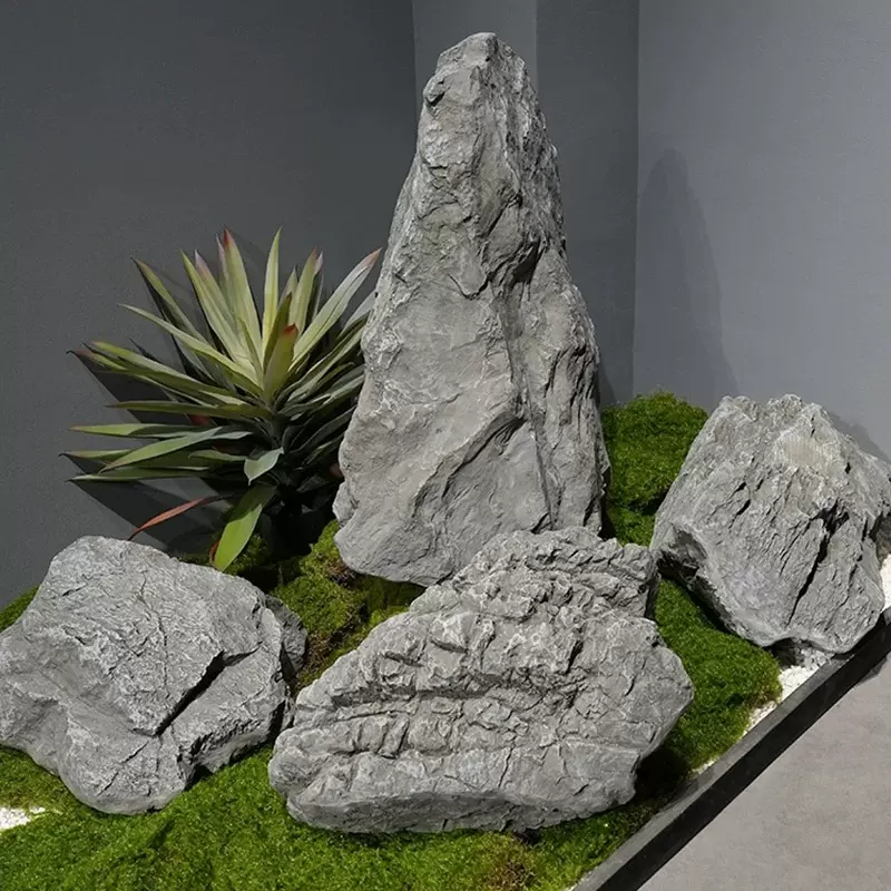 假石头庭院装饰摆件室内展厅布置道具景观石造景装饰仿真石头批发