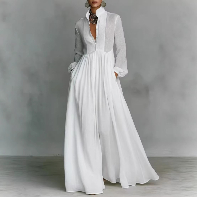 2026 Amazon Cross-Border Spring European and American Foreign Trade New Women's Fashion Elegant Long Dress with Large Hem for Women
