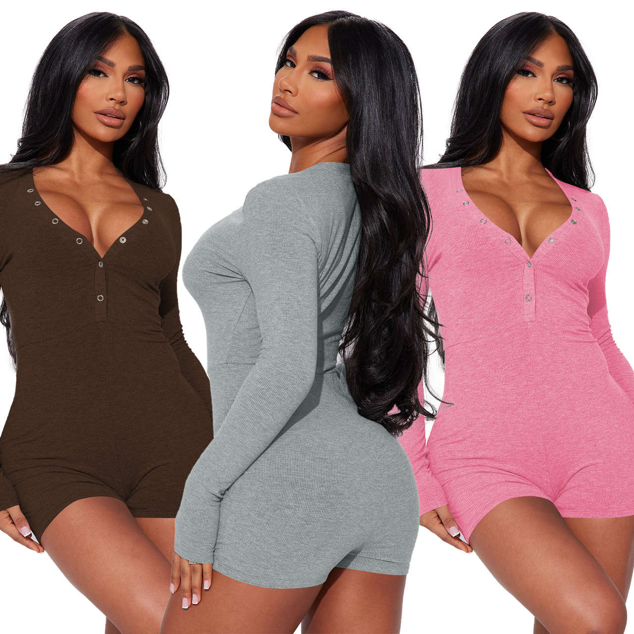 YD8687-C6 特价商品不退不换欧美女装 亚马逊新款 时尚休闲V领纯