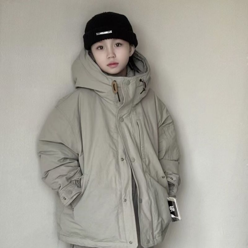 2025新款童装儿童秋冬季工装羽绒棉服加厚冬装保暖中大童纯色外套|undefined