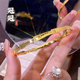 黄铜镀金CNC精工蛇骨镜面手镯 女轻奢蛇形龙鳞竹节实心沙金手镯