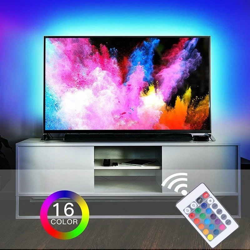 Venta caliente transfronteriza 24 clave RGB tira de luz de bajo voltaje 5050RGB/2835 colorido USB TV Barra de luz de fondo