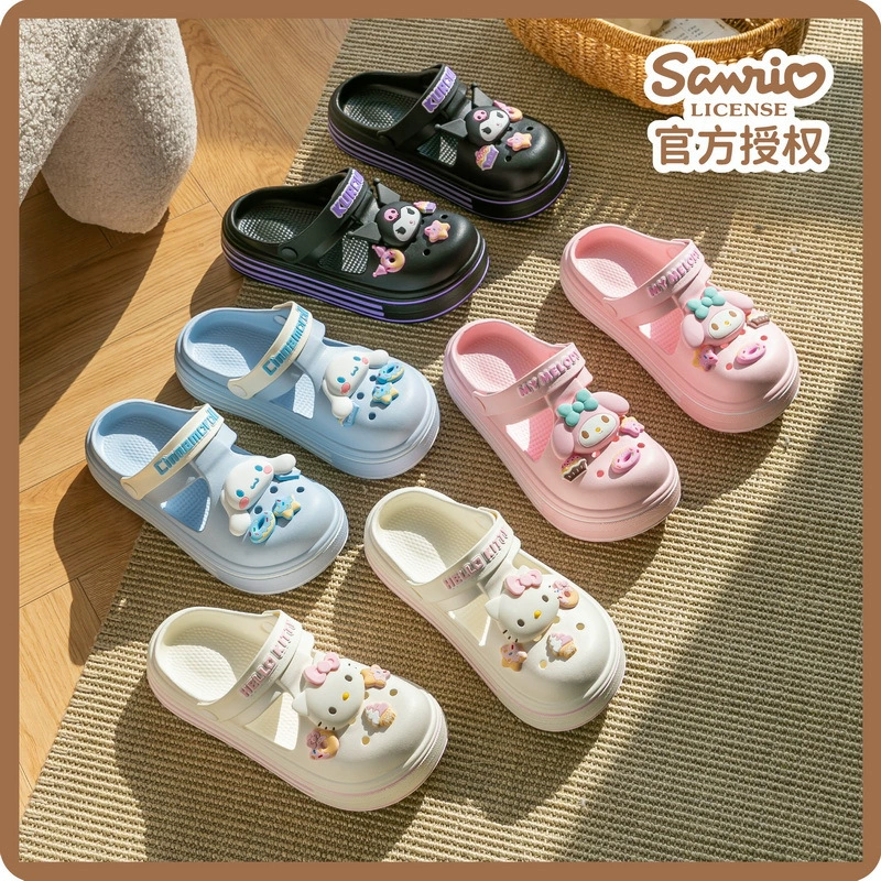 Hello Kitty, летняя пляжная обувь на платформе, детская горка, тапочки, сумка для обуви, семейный стиль