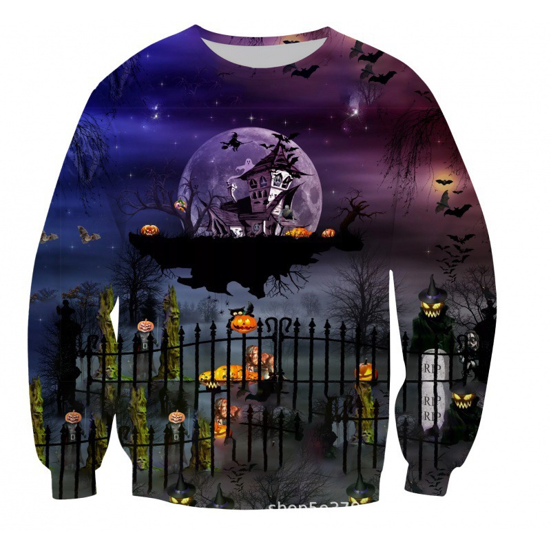 023 venta caliente transfronteriza, estampado en 3D, patrones exquisitos de Pascua, ropa cómoda, suéter de cuello redondo, moda