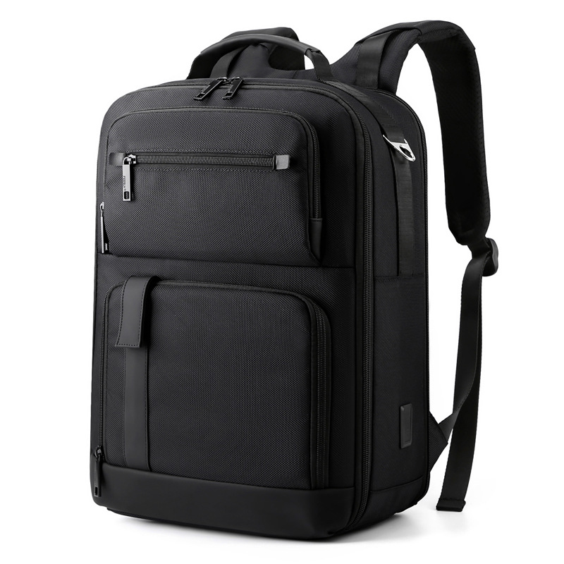 Cross-border nuevo hombre de moda bolso de negocios ocio simple mochila negra mochila de textura alta impermeable