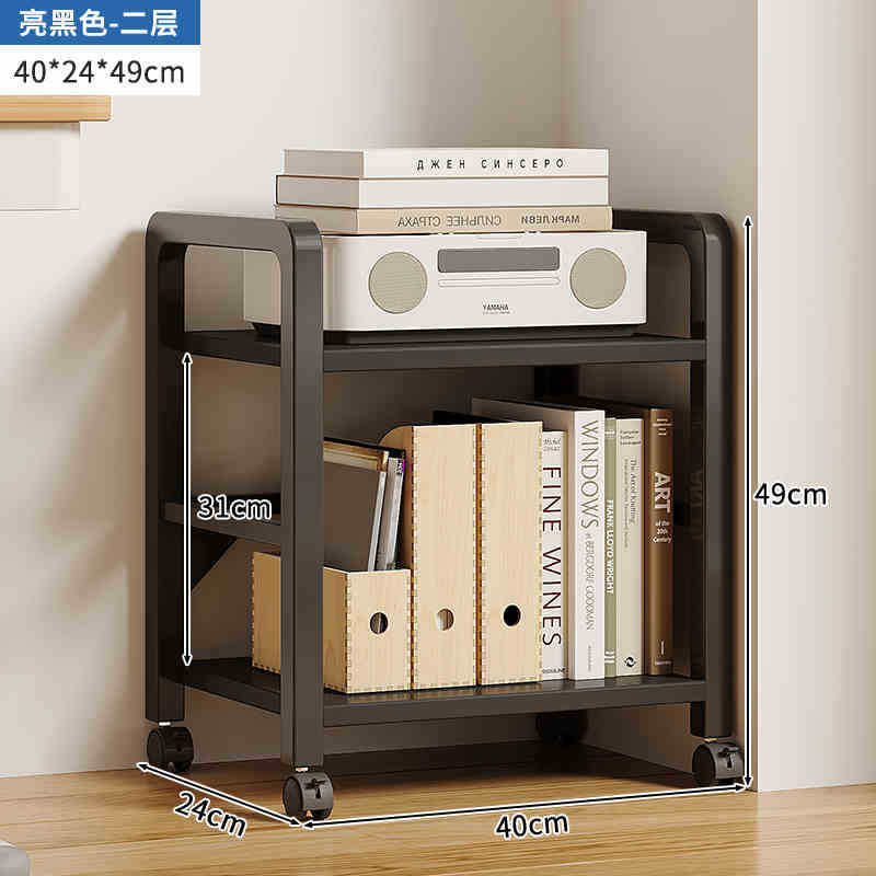 Estantería simple piso multi-capa de almacenamiento de hierro estrecha costura escritorio lateral móvil pequeña estantería estante