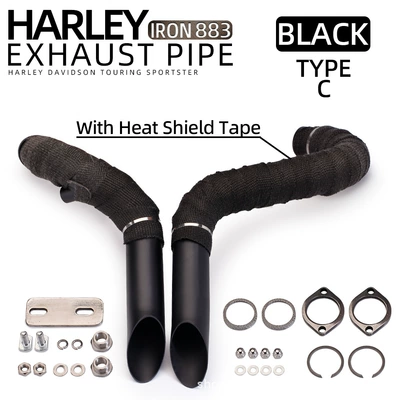 Motorcycle exhaust pipe out exhaust 883 1200 48 - matte-black-includes-fireproof-cloth