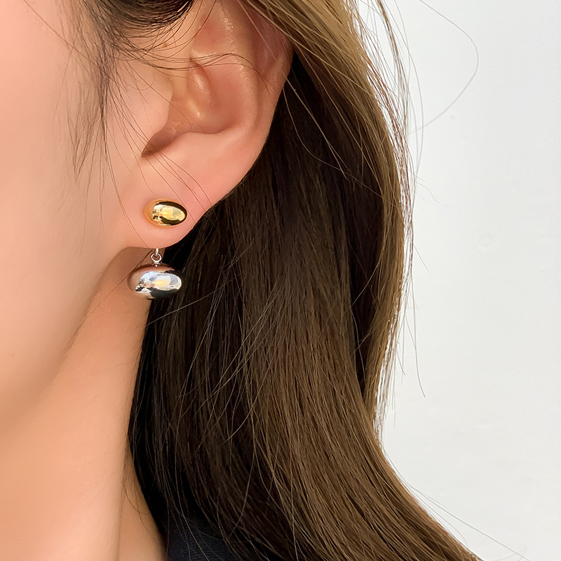 1 Paire Style Simple Ovale Placage Laiton Plaqué Or 18k Boucles D'oreilles display picture 3