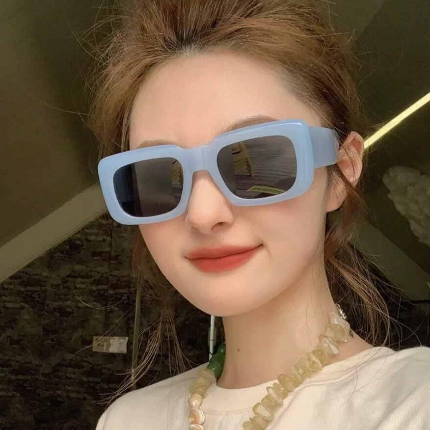 45g Weight Fashion Solid Color UV400 Protection Resin Square Full Frame Women's Sunglasses