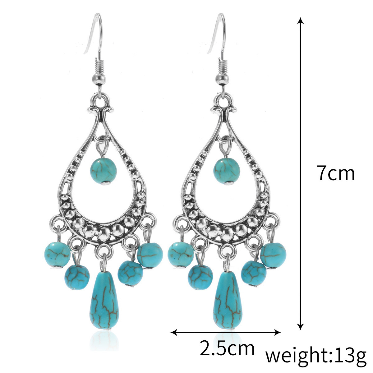 Retro Geometric Alloy Turquoise Wholesale Bracelets Earrings Necklace display picture 1