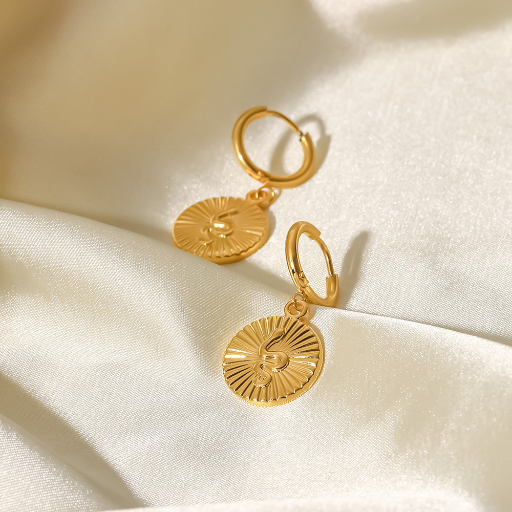 Casual Snake Stainless Steel Drop Earrings Gold Plated Stainless Steel Earrings