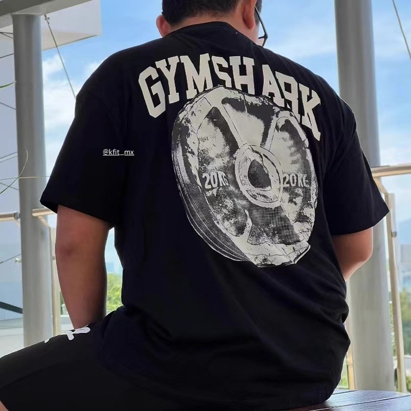 2025クロスボーダー漫画トレンドホットスタイルハンサムGYMSHAPKプリント半袖Tシャツ夏のトレンドブランドラウンドネックトップ|undefined