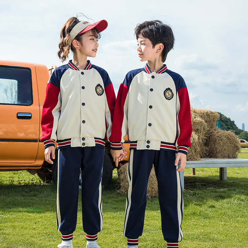 Elementary school uniform set for spring and autumn sports day, class uniform three-piece set for first grade kindergarten, trendy and cool autumn parka outfit