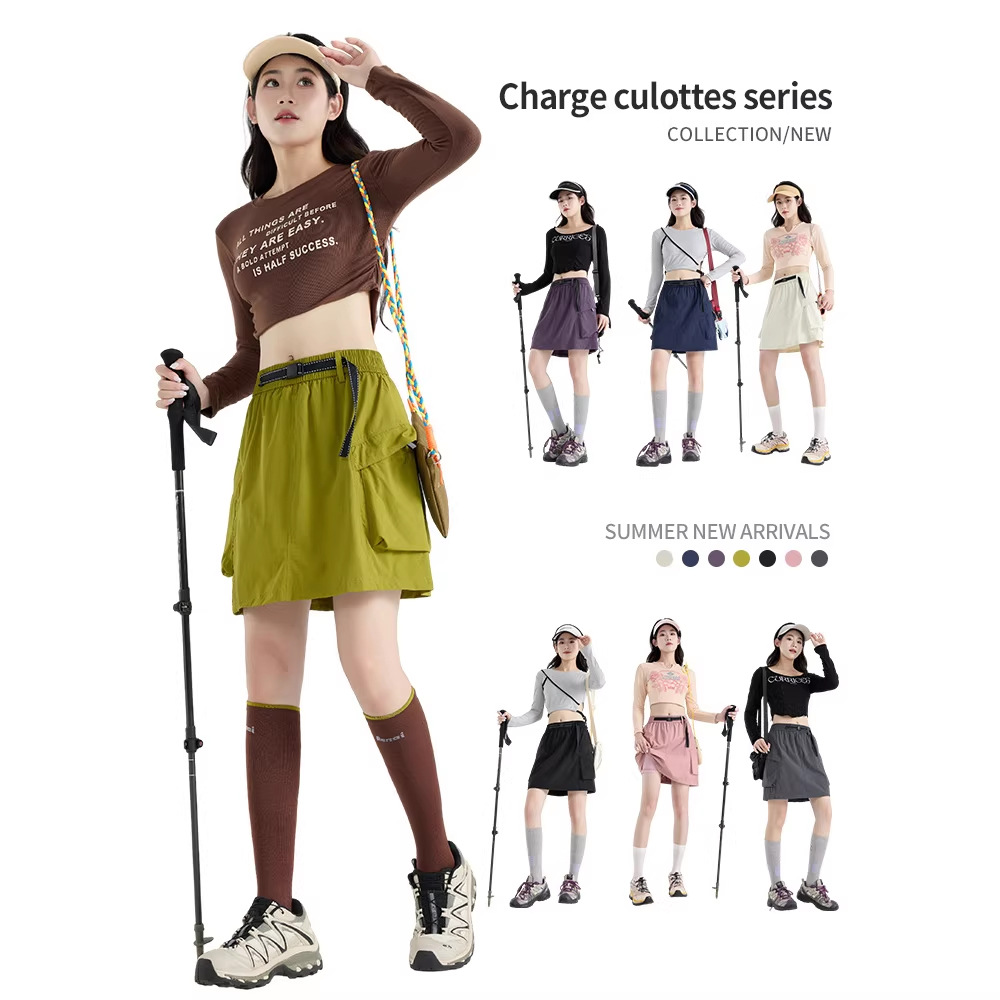 Izexx Trendy Casual Workwear Shorts Skirt for Women, Summer Vintage Loose A-Line Slimming Half Skirt, Versatile for Outdoor Wear