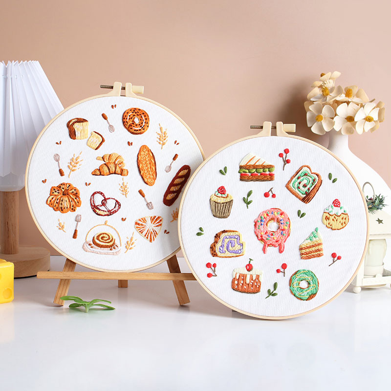 Bordado de postres de pan, kit de paquete de material de bricolaje hecho a mano, juego de costura, Amazon, inglés transfronterizo, nuevo producto original