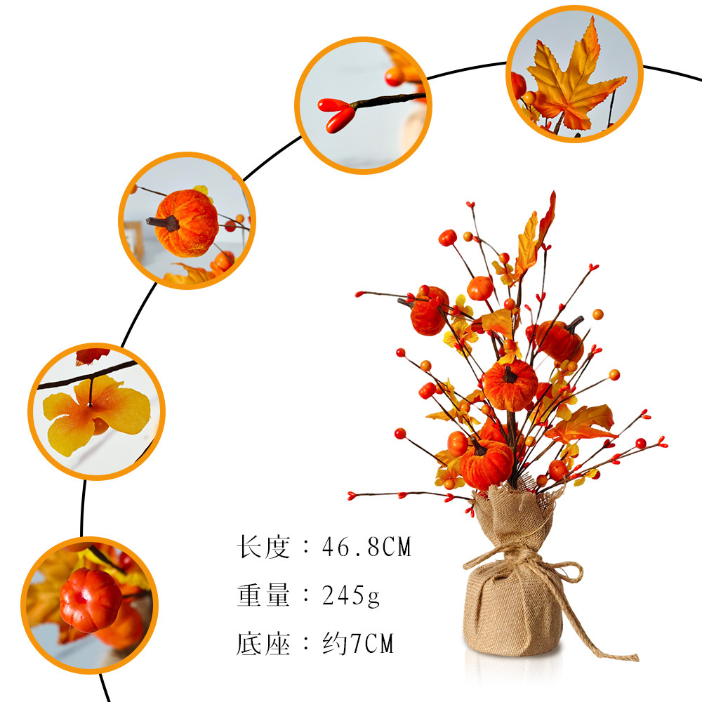 Serie de otoño Festival de la cosecha calabaza hoja de arce amarillo amazónica decoración escena transfronteriza diseño de atmósfera fuente de decoración