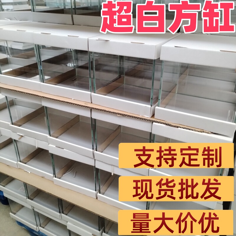 Ultra-Clear Square Tank 20/25/30/35/40 Model Desktop Small Fish Tank with Back Filter Main Body Bare Tank in Stock Supports Customization