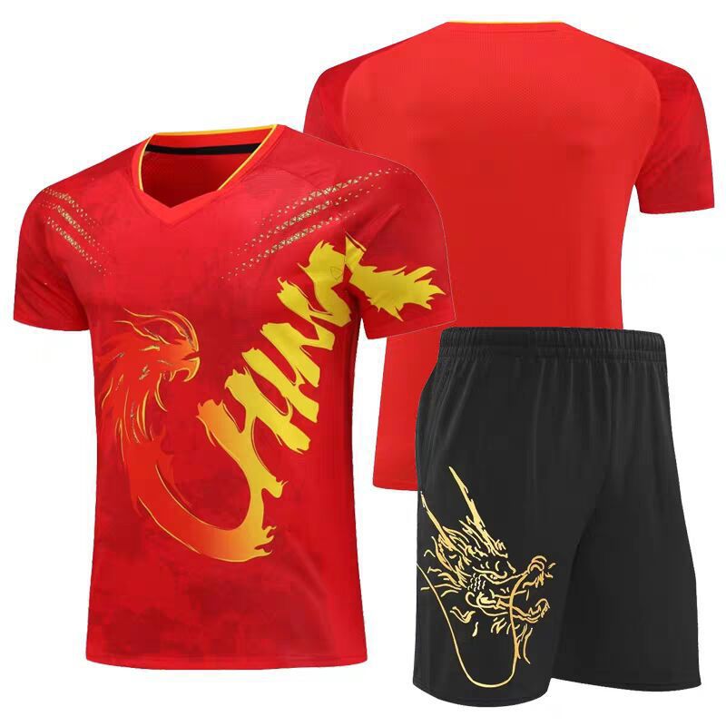 2024 Paris National Team Table Tennis Suit Children's Adult Sports Suit Men's and Women's Training Team Uniform Competition Dragon Pattern Suit