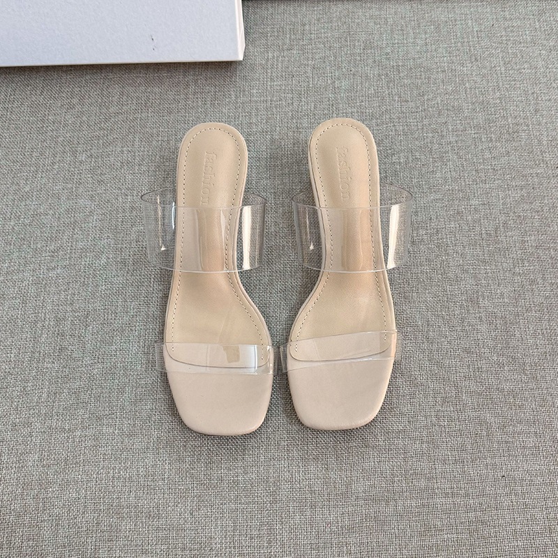 Romantic and delicate fashionable low elegant sandals square toe…