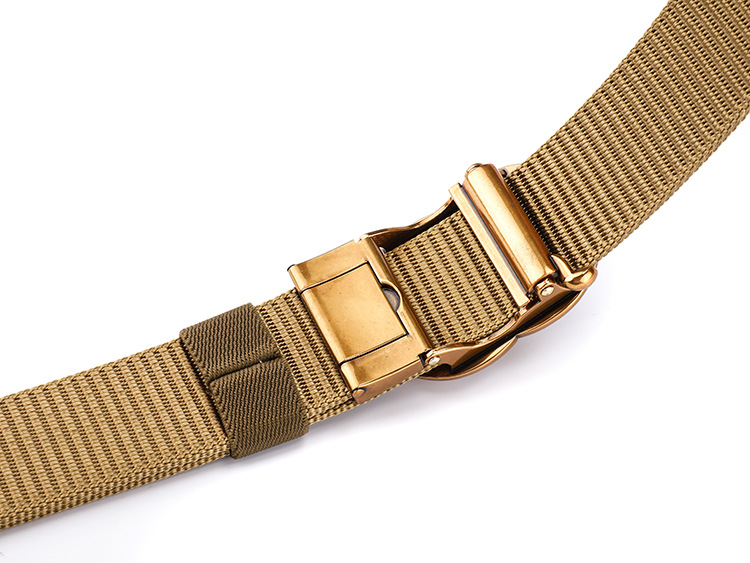 New Men's Automatic Buckle Canvas Belt Without Holes Thickened Nylon Waist Belt Simple Casual and Versatile for Business The Belt Can Be Cut Short_voghion.com