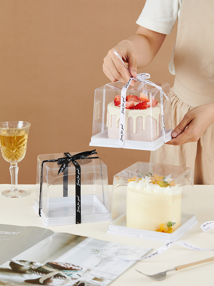 Caja de pastel de cuatro pulgadas, caja de mousse de fresa de tres pulgadas, 3 / 5 pulgadas, caja de embalaje de pastel de 4 pulgadas, caja de panadería transparente