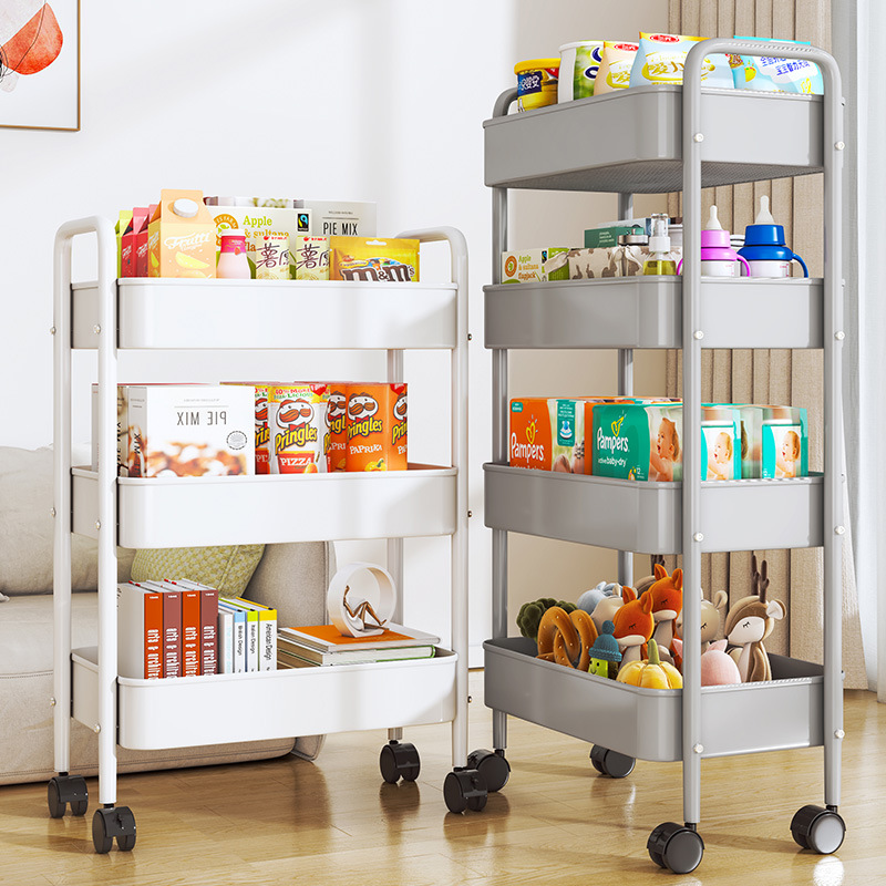 Trolley Storage Rack for Kitchen, Bedroom, Multi-Layer Book and Snack Organizer, Bathroom Vanity Storage, Multifunctional Storage Rack