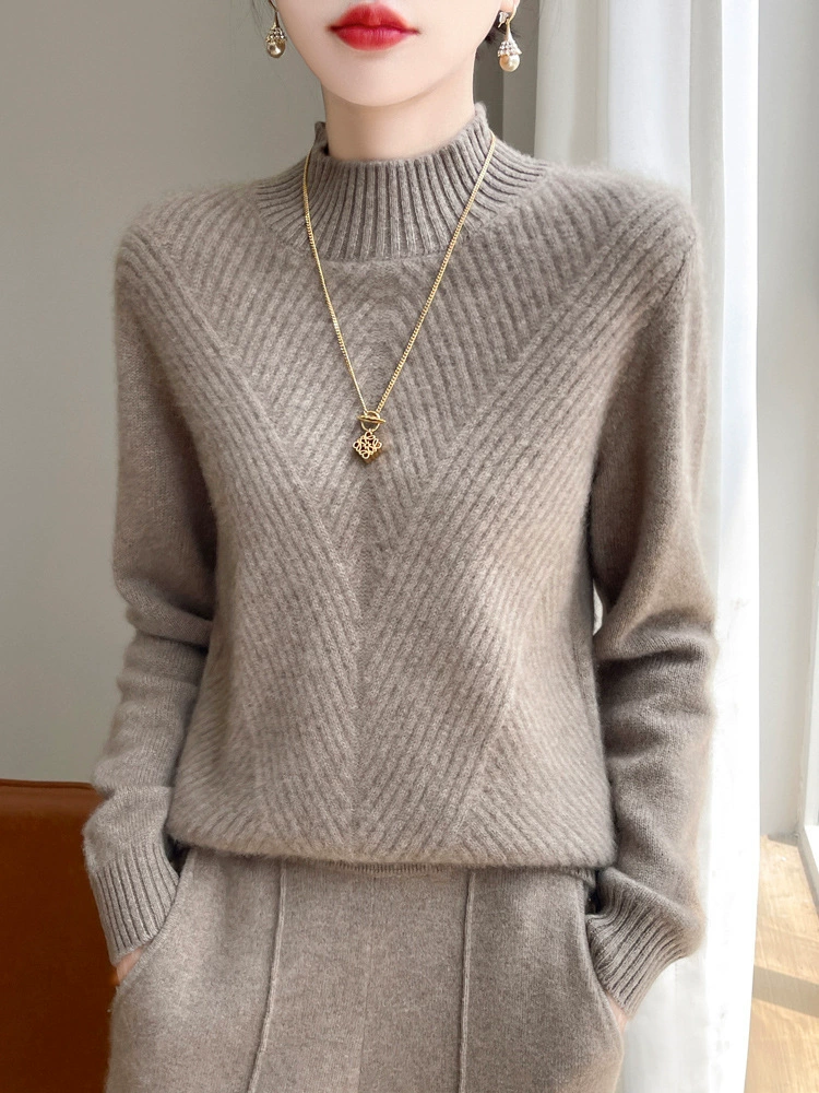 Демисезонный шерстяной цветной свитер, длинный рукав, oversize
