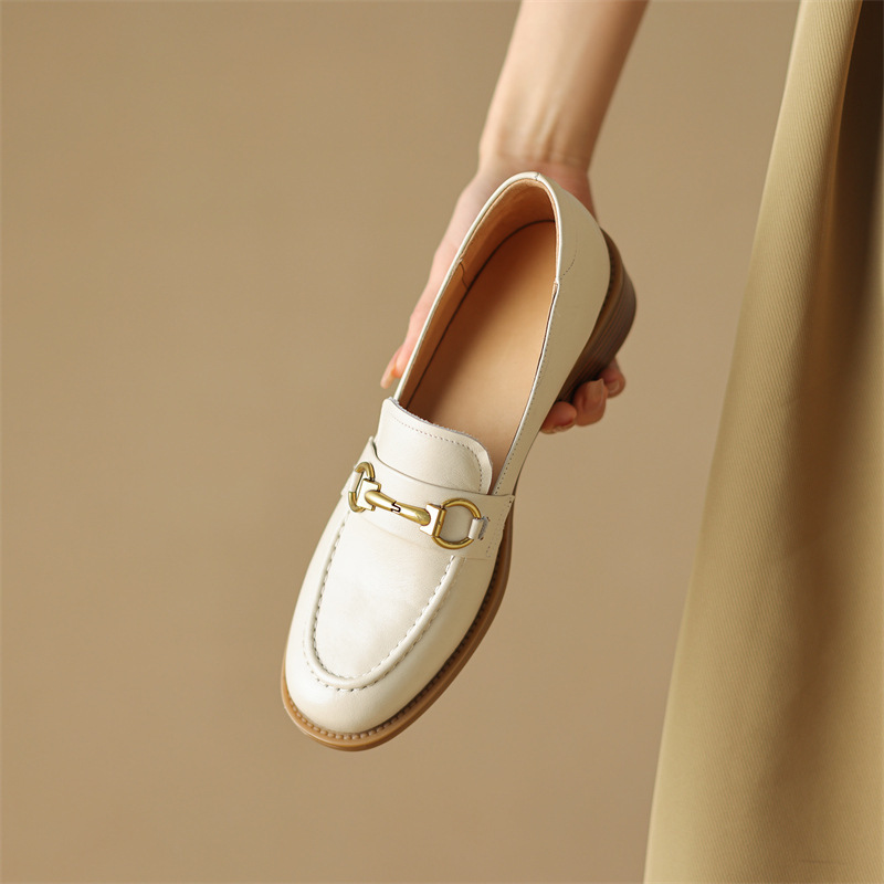 Soft top layer cowhide 3.5cm loafers women's 2024 spring and autumn leather single-layer shoes chunky heel mid heel British style Soft top layer cowhide 3.5cm loafers women's 2024 spring and autumn leather single-layer shoes chunky heel mid heel British style