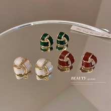 真金電鍍925銀針幾何滴油耳環韓國小眾創意耳釘個性氣質耳飾批發