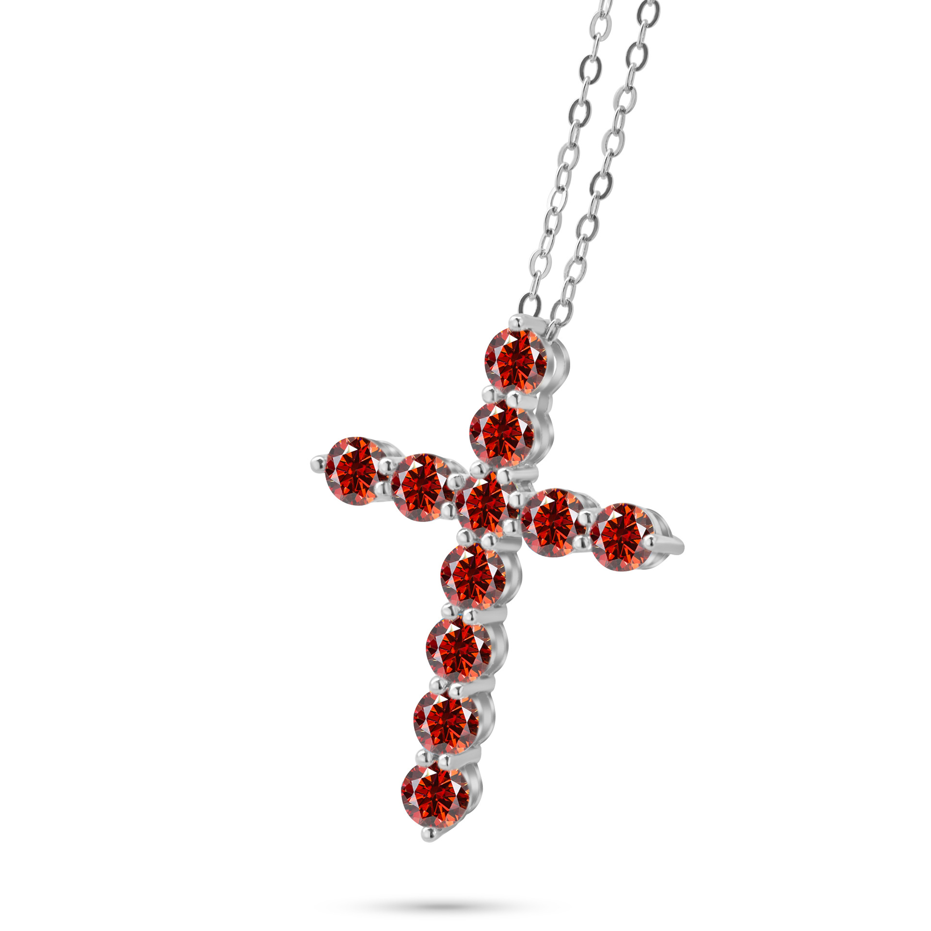 3mm - 4mm collar de cruz de color azul de piedra de mozanita de plata esterlina de lujo ligero collar clavícula colgante de cruz