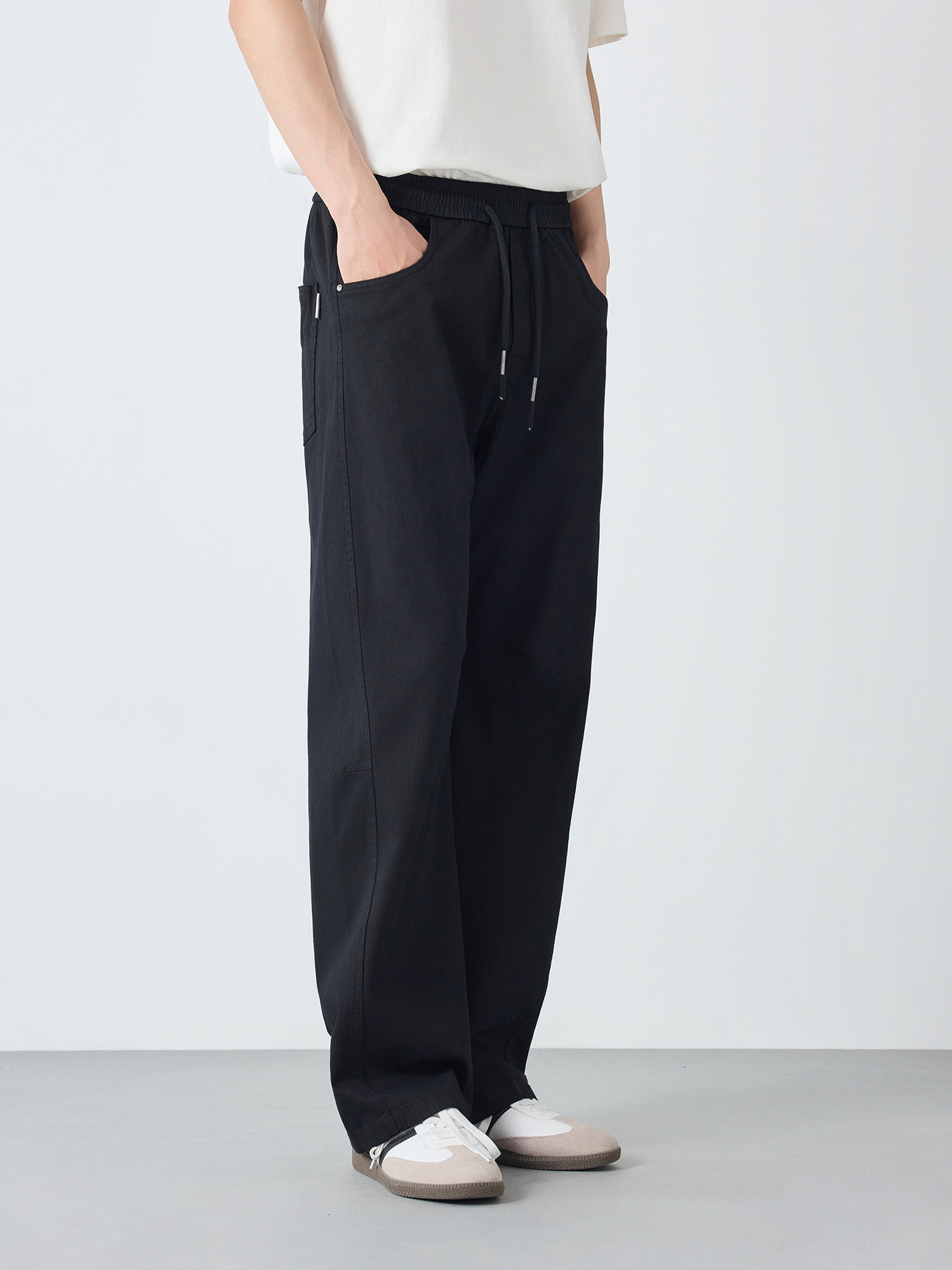 Quần dài nam ống rộng phong cách Mỹ casual — đen