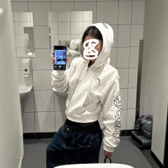 【曼巴棉】美式复古高街哥特风短款连帽卫衣女秋拉链开衫外套