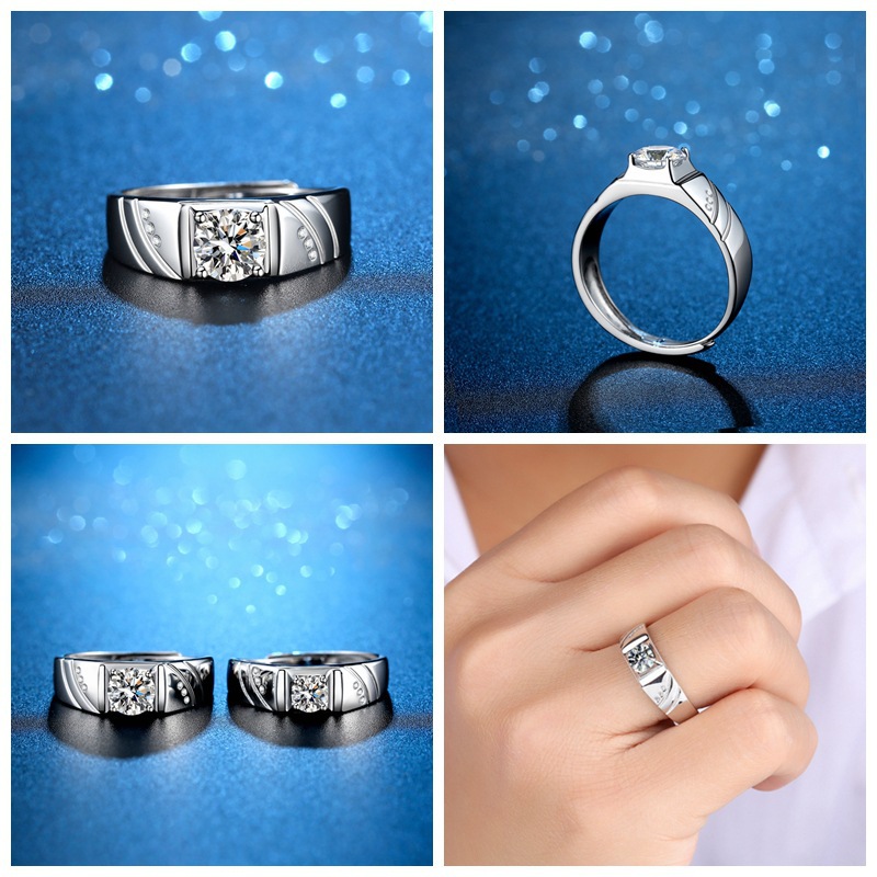 1 Piece Quantity 1.0ct 925 Sterling Silver Moissanite High Carbon Diamond Geometric Rings Moissanite Rings GRA Certificate