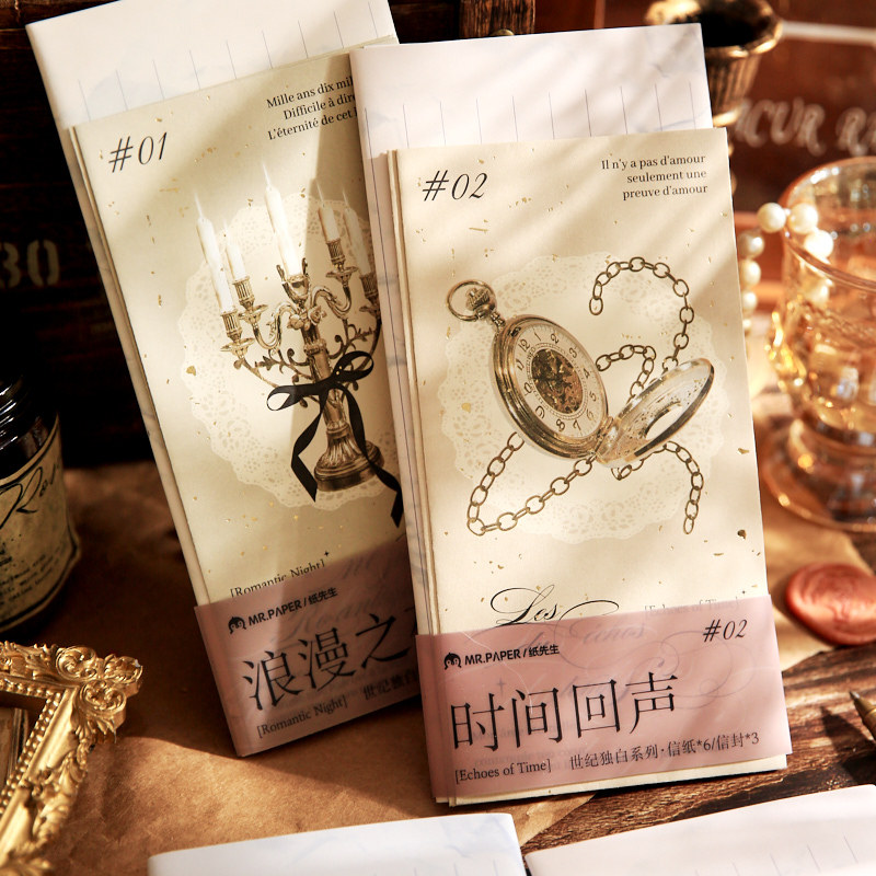 Mr. Paper Set de papel de carta retro simple y ligero Serie de monólogos del siglo Papel de carta escrito a mano de bendición coreano